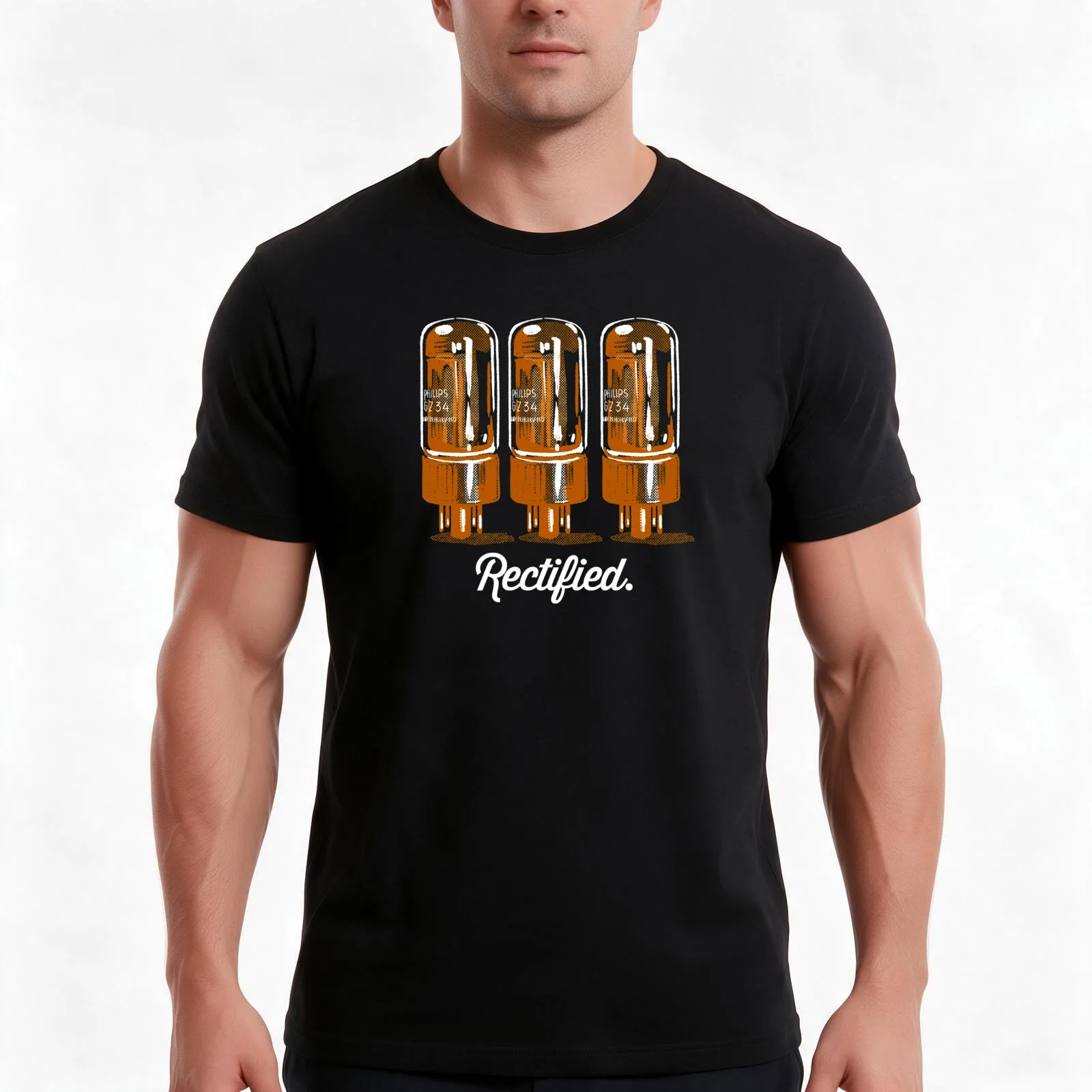 Glowing amplifier vacuum tubes in vintage style T-Shirt Summer Casual Cotton Tee Oversized Streetwear Tops Unisex Men Women