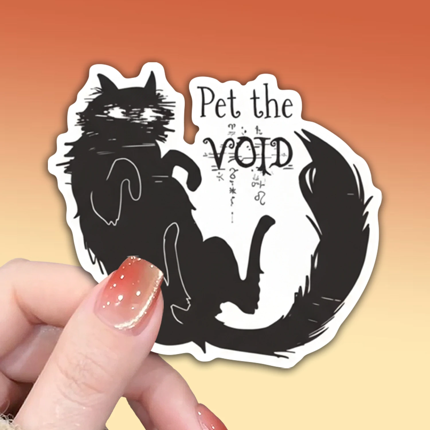 Funny Black Cat Void Glitch Vinyl Decal, Weirdcore Gothic Kitty For Laptop,Water Bottle,Phone Case,Emo Journal Gift
