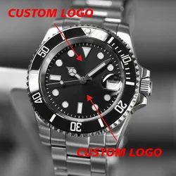 Custom Logo 40.5MM Mens WristWatch NH35 Automatic Movement Luminous Ceramic Bezel Watch Sapphire Glass 316L Oyster Bracelet