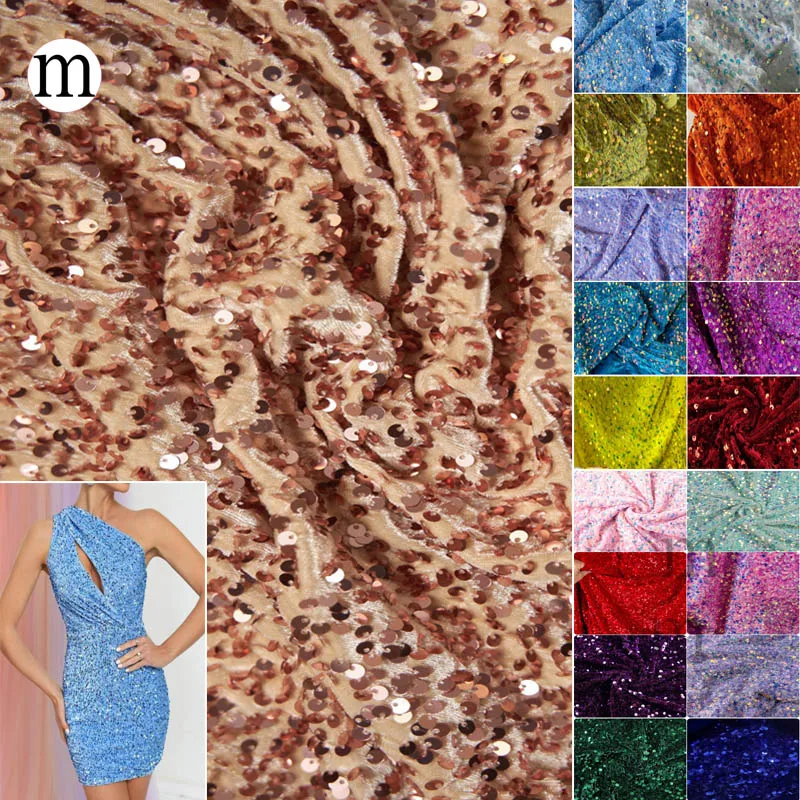

Sequin Fabric Evening Prom Dress By Meters Velvet Reflective Children's Wedding Dresses Clothes Fabrics Party Special Events