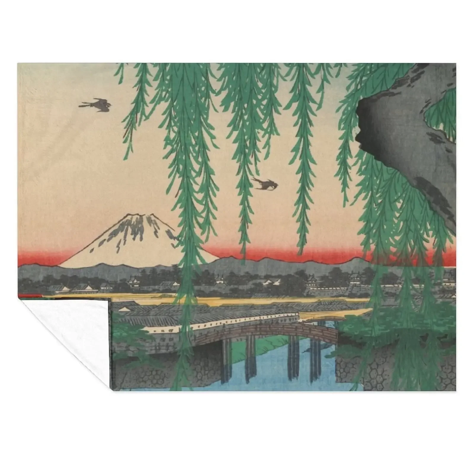 

Mount Fuji from Yatsumi Bridge Ukiyo-e Japanese Art Throw Blanket Summer Sofas Plush blankets ands Blankets