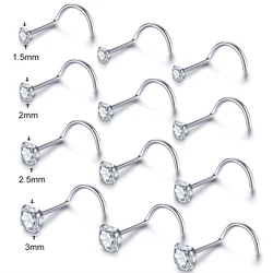 10/20/50Pcs Stainless Steel Nose Piercing Nariz Jewelry Roud Gem Nose Rings for Women Screw Nostril Pircing Earring 18G /20G