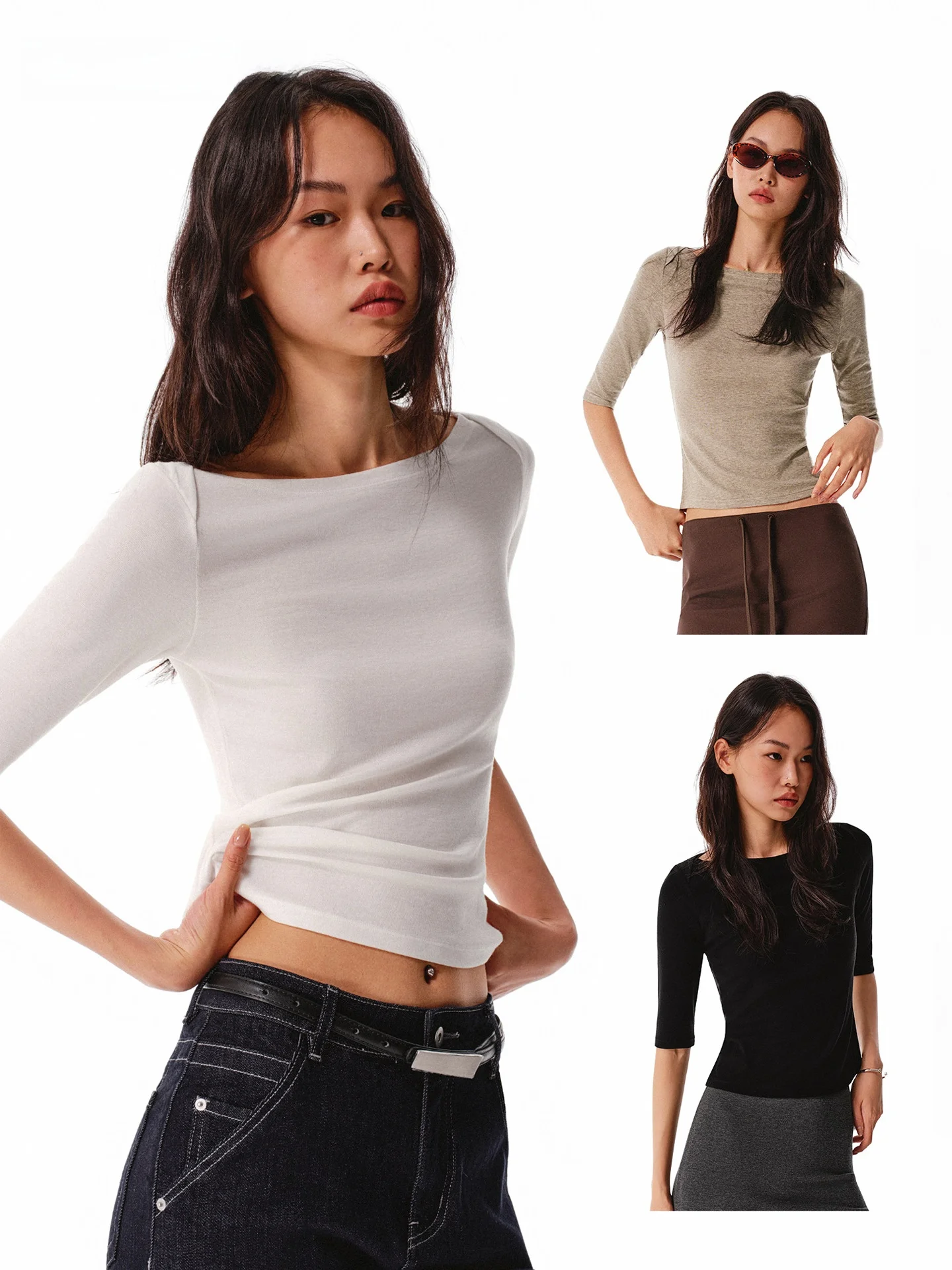 

Женская облегающая трикотажная базовая кофта Asomesome с длинным рукавом, белая, из смесовой шерсти, мягкая, комфортная, повседневная