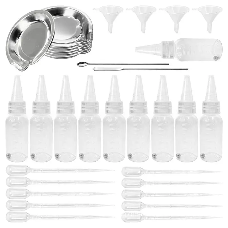 WOWFU-30Ml Scale Marked Paint Mixing Bottle Kit With Palette Droppers Stirring Sticks Funnels For Airbrush Painting DIY Work