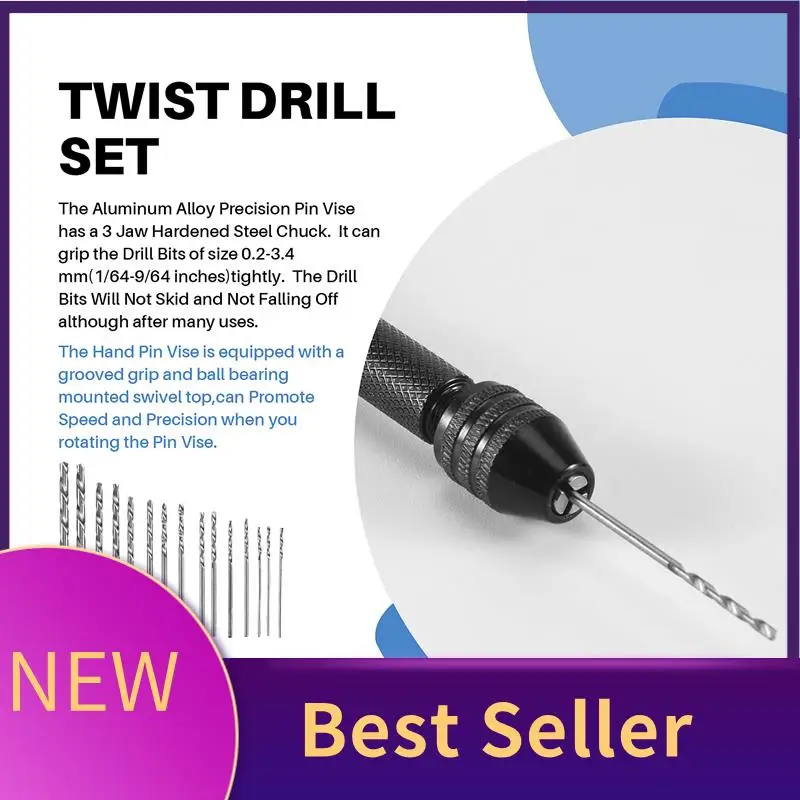 ABLU-Hand Drill Set Precision Pin Vise With 25 Pieces Mini Twist Drill Bits For Model,Diy,Jewelry Making,Multipurpose Rotary Too