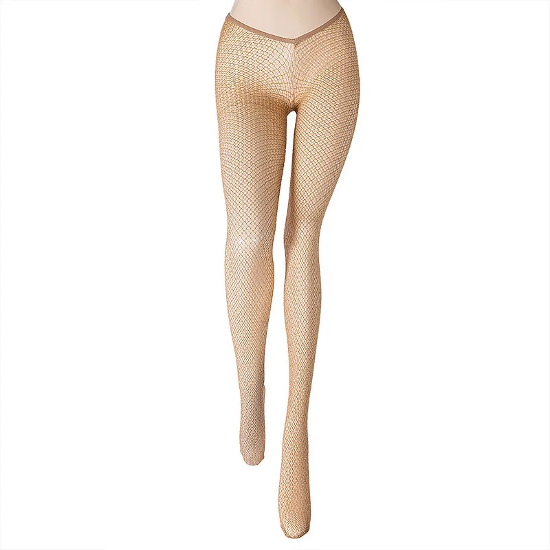 V-Ausschnitt Taille Glitzernde Netzstrumpfhose M XL Extra Große Dehnbare Performance-Bühnenstrumpfhose Damen Sommer Sexy Atmungsaktive Strümpfe – Detail 4