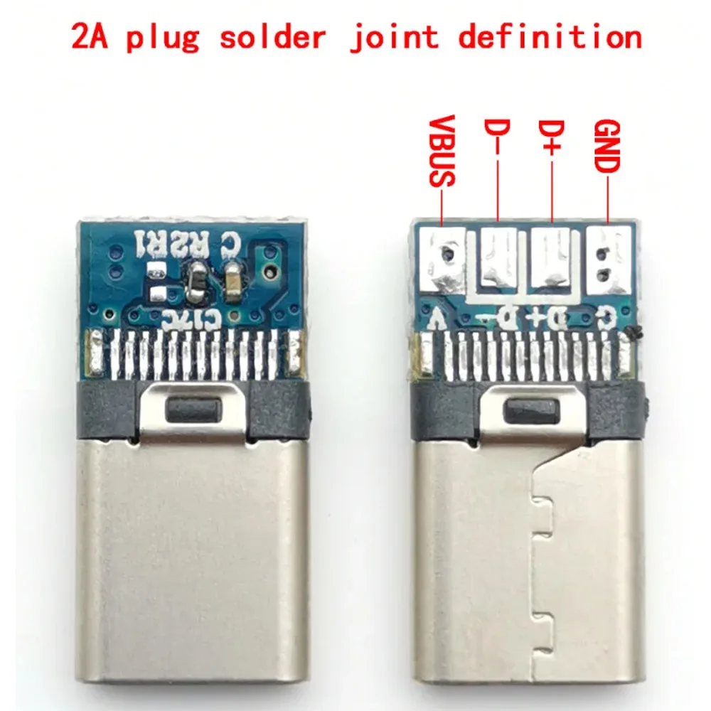 5 zestawów drutu spawalniczego typu C USB 3.1 4pin 2A duży prąd USB 2.0 Type-c USB C męskie złącze Pulg Części do DIY Kabel do ładowania — zdjęcie 5