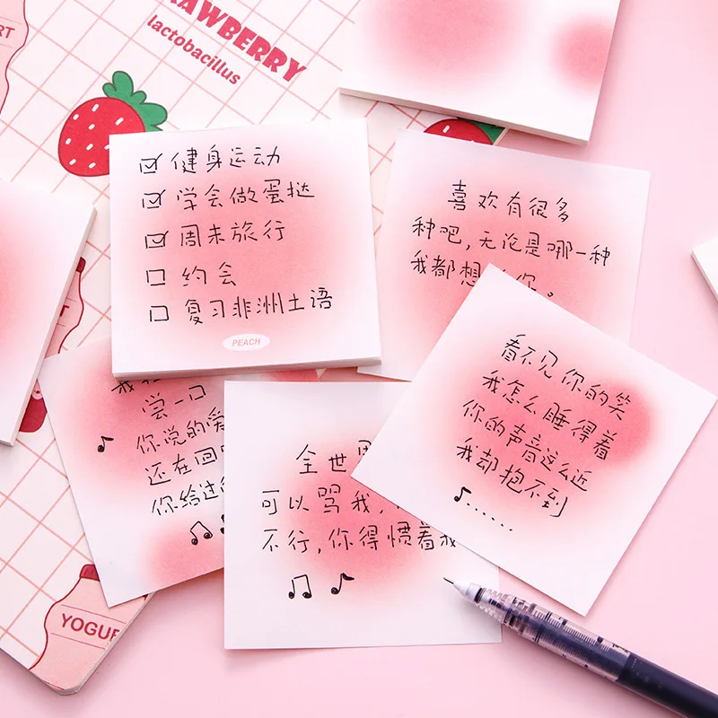 Imagem -03 - Bonito Toranja Rosa Gradiente Simmy Bloco de Notas Kawaii Notas Pegajosas Estudante Artigos de Papelaria Material Escolar para Menina Acessórios de Escritório