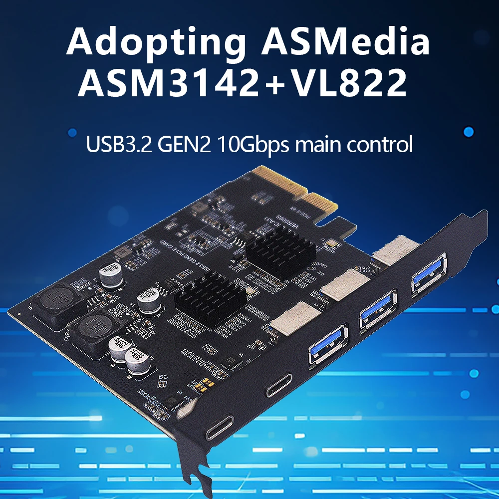 Imagem -03 - Tishric-usb 3.2 Placa de Expansão tipo c Pci Express 4x para 16x Controller Asm3142 Pci Express 4x para 16x 15 Port 10gbps