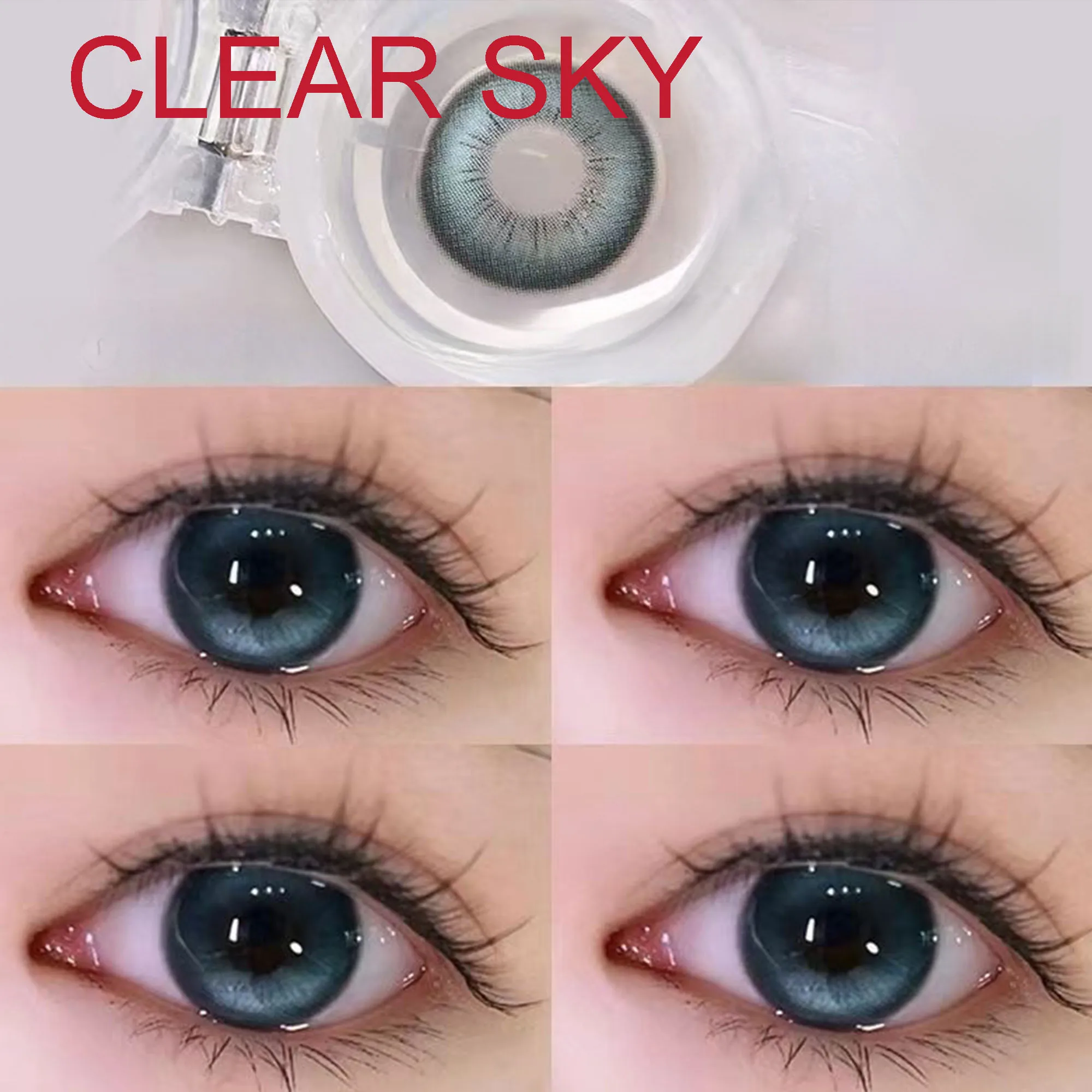 Coslens Eye Glasses 14.50mm Soft Contacts Lenses with Power Accessories линзы для глаз цветные Clearsky Blue