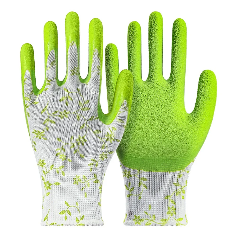 

3Pairs Durable Breathable Gardening Gloves Comfortable Printed Latex Foam Gloves Flexible Waterproof Working Glove Farm
