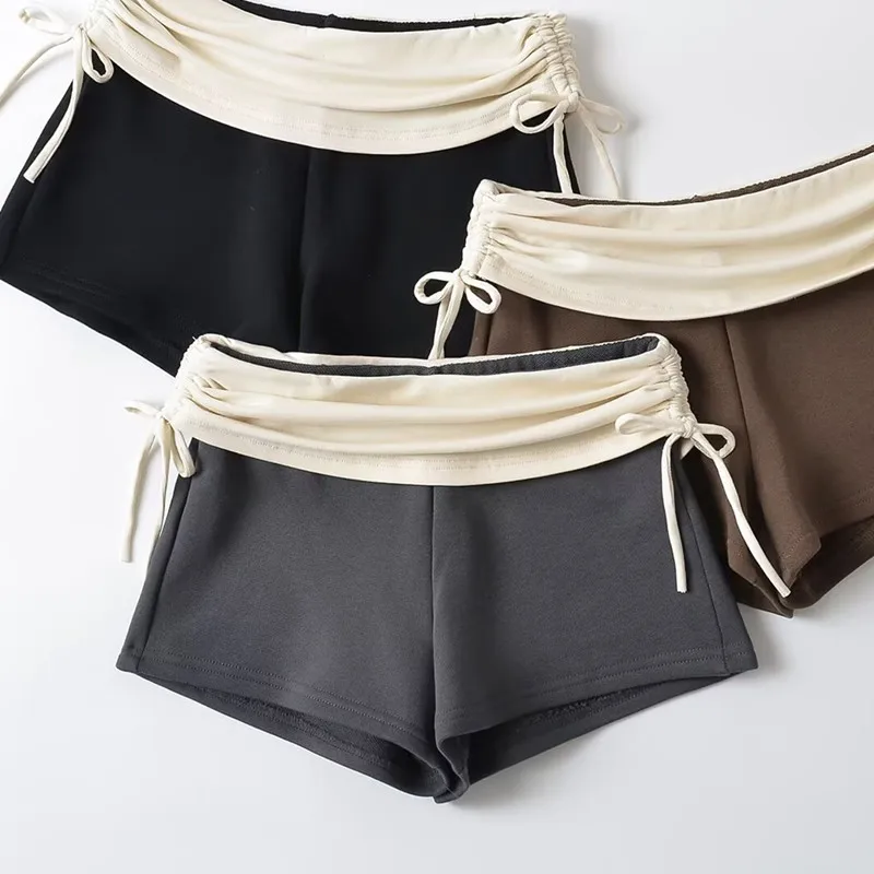 

Женские брюки с высокой талией и прямыми штанинами, летние, 2024, с отворотами, цветными вставками, эффектом похудения, повседневные, стильные