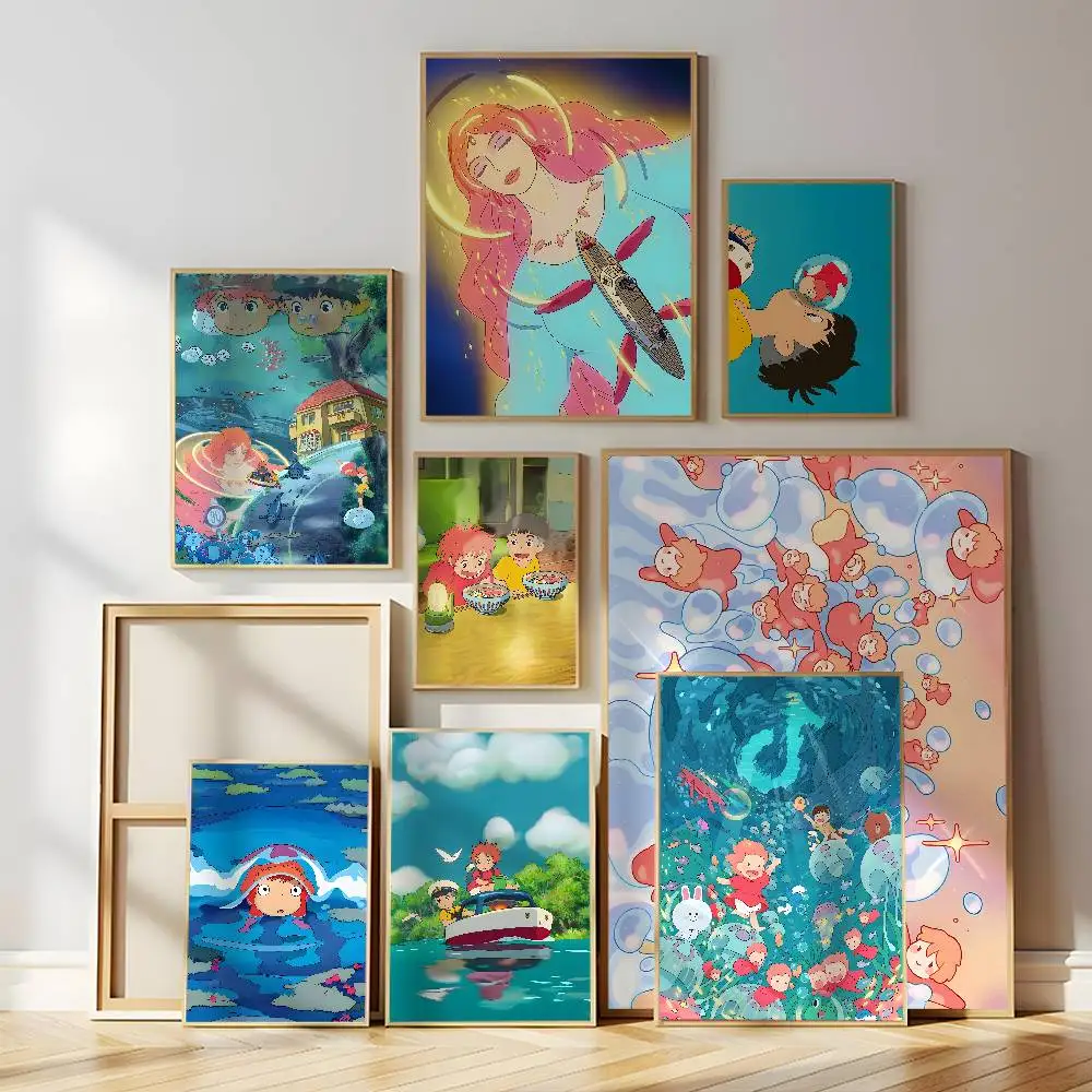 Classics Cartoon P-Ponyo Poster Self-adhesive Wall Art Decorations Room Decor HD Frameless