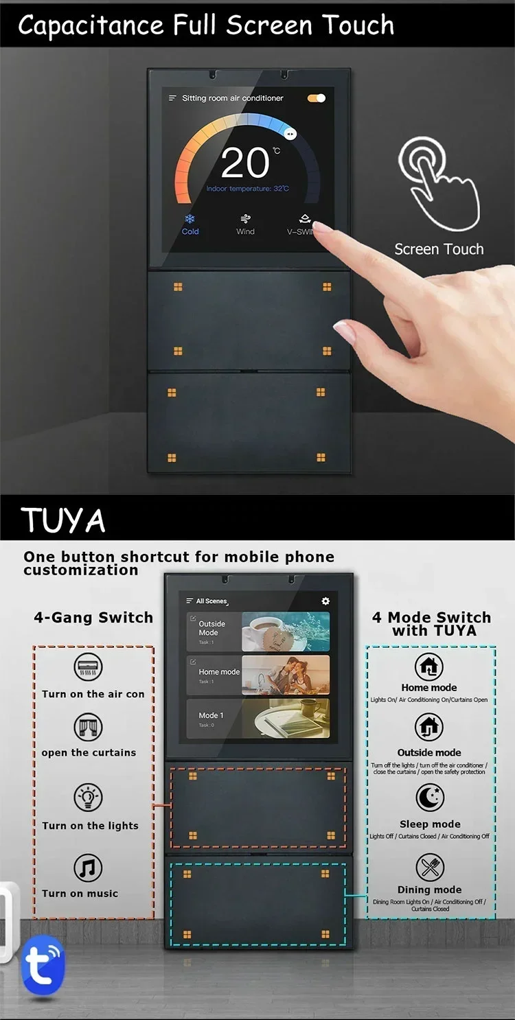 Best Seller UEMON Smart Home System Tuya Zigbee Wall Switch Control Panel Home Automation WiFi Touch Screen Android 8.1 Wall Am