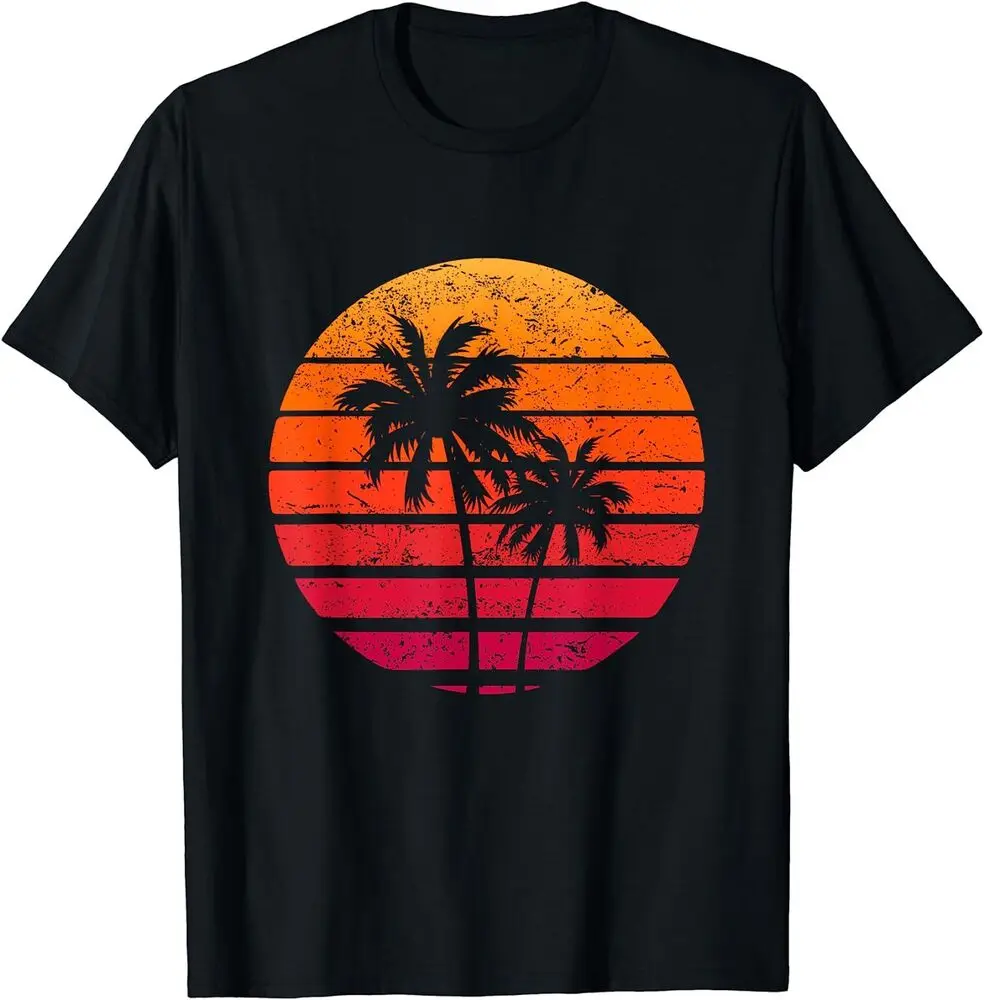 

Vintage Beach Retro Sunset Palm Trees Tropical Vacation T-Shirt Anime Graphic T-shirts For Men Clothing Women Short Sleeve