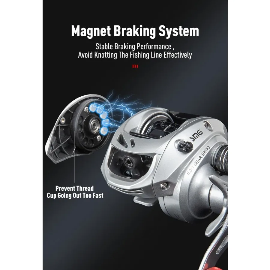 بكرات صيد الطعم خفيفة للغاية مع نسبة تروس 6.5:1 و7.1:1 للصب الدقيق في بيئة المياه العذبة والمياه المالحة #5