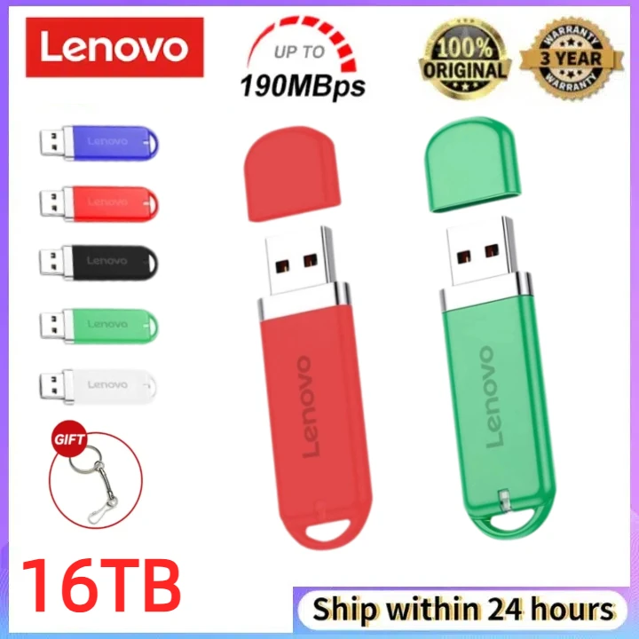 Lenovo-Clé USB 3.0 haute vitesse, clé USB 16 To, disque flash en métal 2 To, 1 To, 512 Go, clé USB pour PC, ordinateur portable, contrôleur PS4