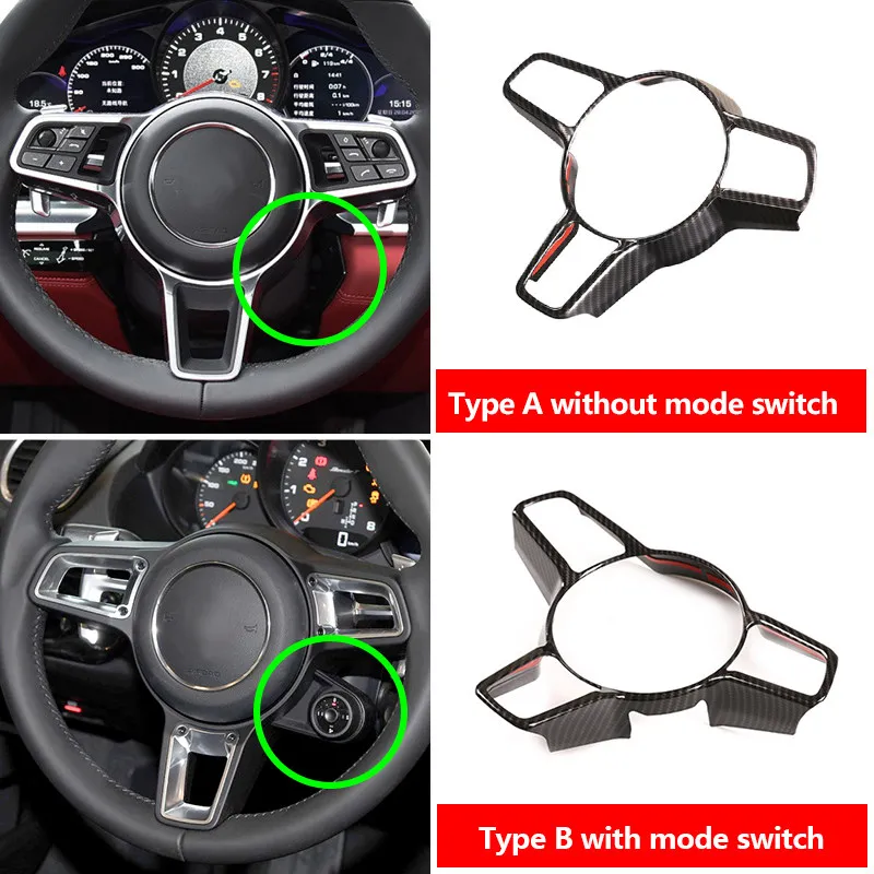 ABS Carbon Fiber Grain Car Accessories Interior Steering Wheel Cover Trim For Porsche Cayenne Macan Panamera 718 918 911 view 5