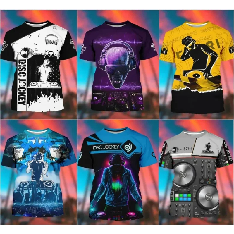 

New Disc Jockey T-Shirts 3D Bar DJ Console Pattern Print Men's Short Sleeve T shirt Fashion Hip Hop Trend Personality Street Top