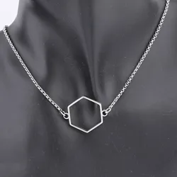 3pcs Stainless Steel Hexagon Open Bezel Pendant Base Blanks Diy Hollow Chain Necklace Frame Settings For Resin Jewelry Making