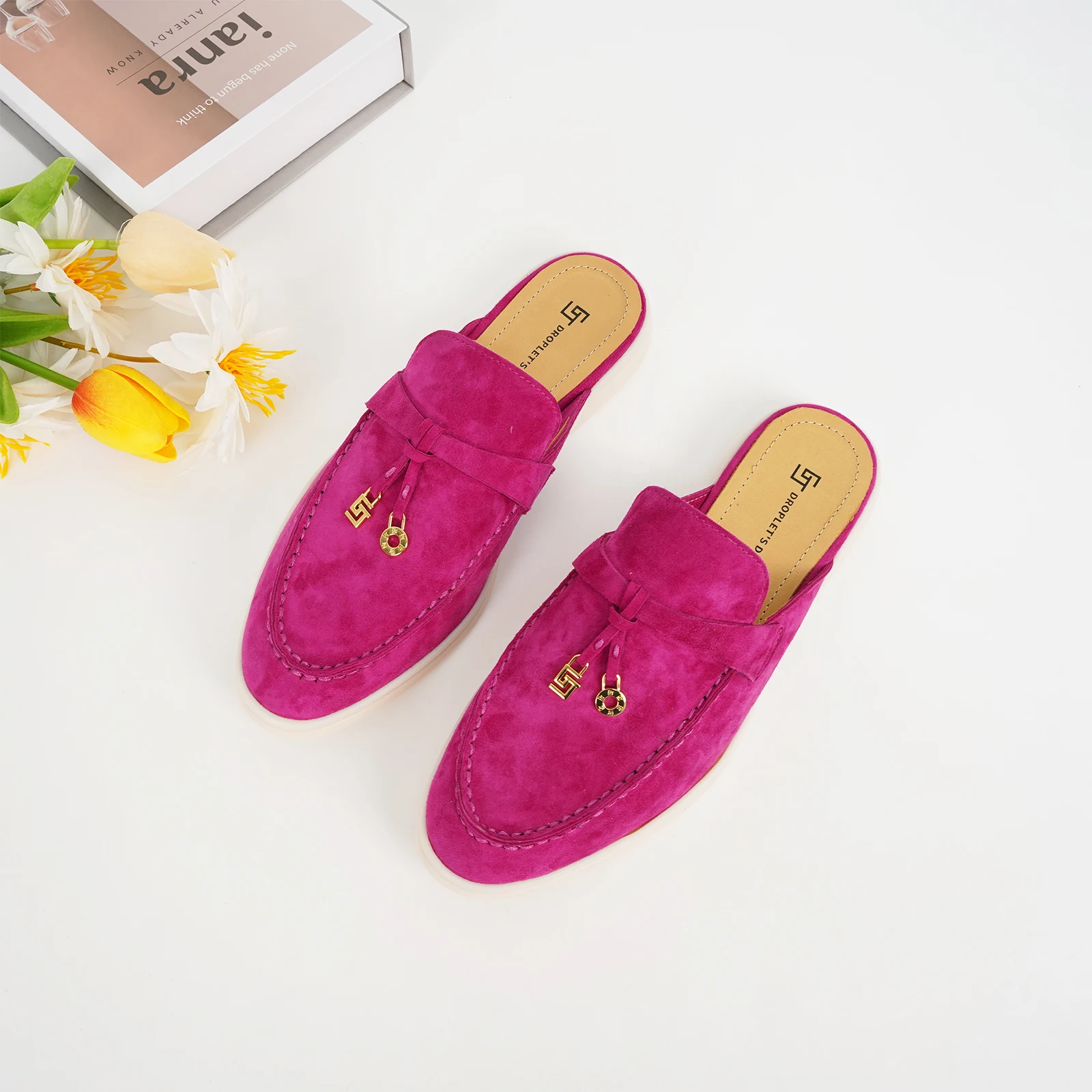 

2024 New Women's Casual Shoes Large Size 35-44 Luxury Genuine Leather loafers Fashion Round Head Flat Shoes Women's Mule Shoes