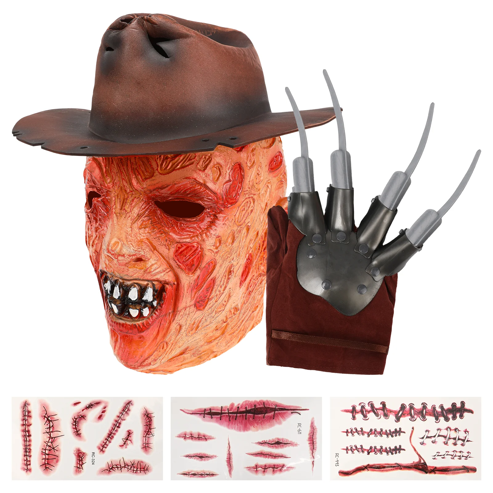 

Halloween Scary Krueger Mask Horror Killer Glove And Hat Set Halloween Cosplay Costume Props For Adult