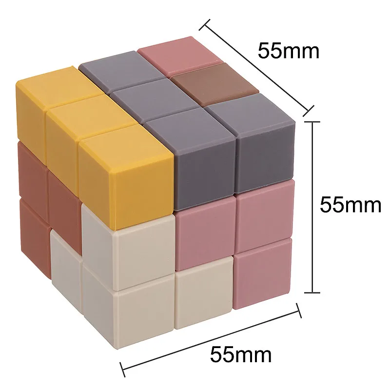 1ชุด3x3x3บล็อกตัวต่อซิลิโคนสำหรับเด็กยางกัดของเล่นเกมเพื่อการศึกษาแบบพับได้ทรงสี่เหลี่ยมนุ่มทรงเรขาคณิตสำหรับเป็นของขวัญเด็ก