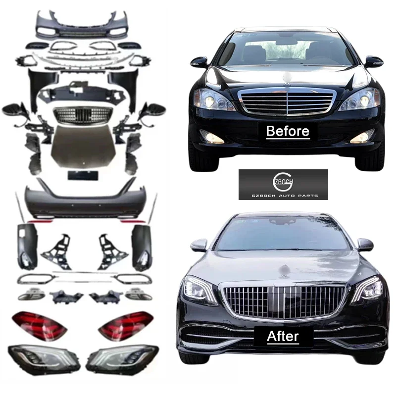 OLD UPGRADE NEW Bodykit For 2007+  W221 S class S430 S600 S550 S300 S650 upgrade 2020+ W222  Car Bumper