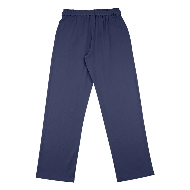 Herrenhose aus atmungsaktivem Leinen mit geradem Bein und elastischem Bund, lässige Urlaubshose für den Strand. – Detail 37