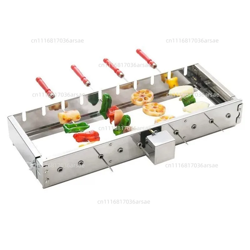 Commercial Barbecue Skewers Griddle Stainless Steel Grill Automatic Meat Rotate Machine Width Adjustable Hot Dog Roller
