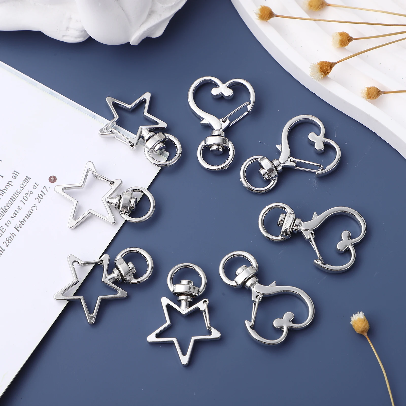 

20 Pcs Lobster Clasp Star Shaped Keychain Clip Necklace Clasps The Hooks Swivel Jewelry