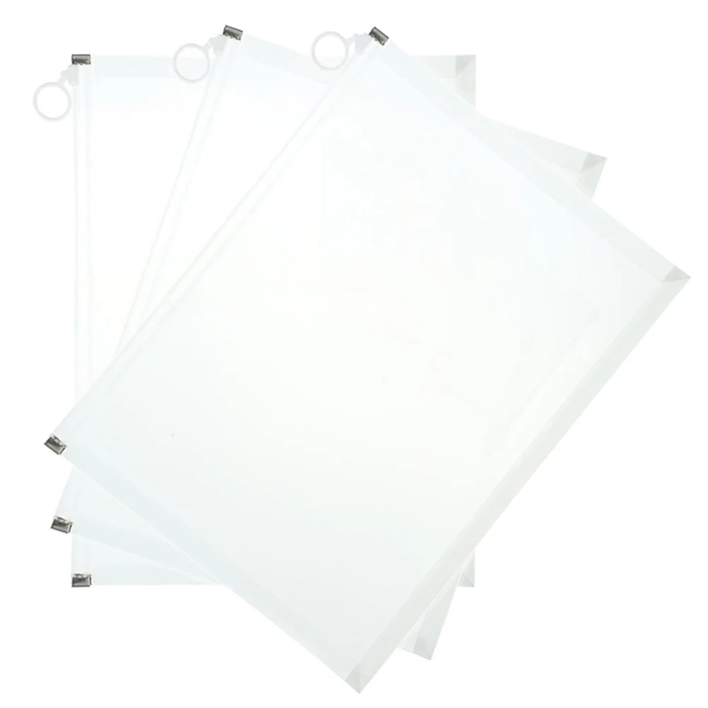 3 Pcs Large Capacity A4 Transparent Document Bag 5pcs Envelope Thick File Pockets Office