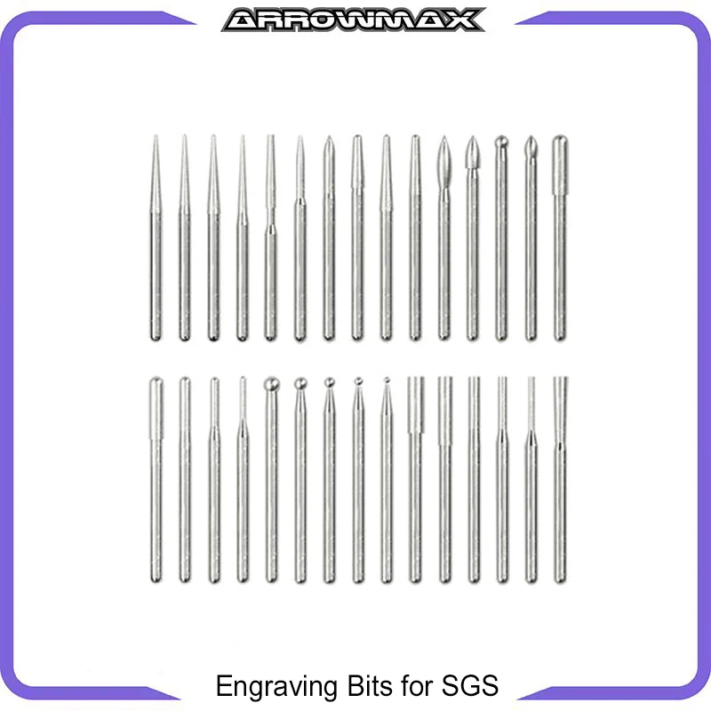 Bits de Gravura para Série Arrowmax Sgs Ferramentas Rotativas Acessórios para Madeira Escultura Faça Você Mesmo 235 mm 30 Pcs