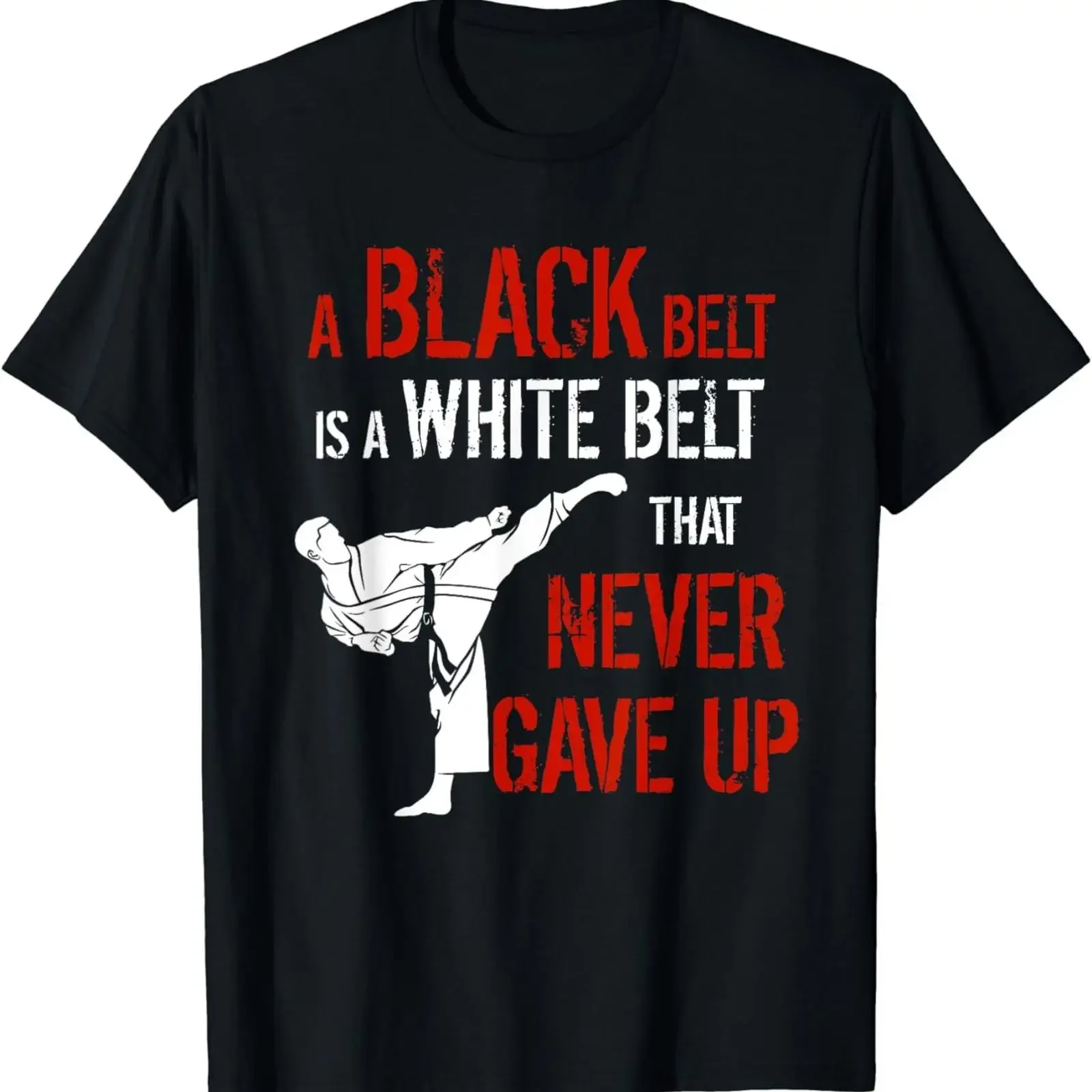 A Black Belt Is White That Never Gave Up Karate T Shirt vintage Washed Comfortable Versatile graphic Unisex fashion homme