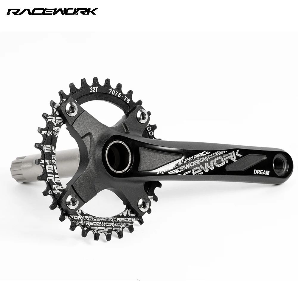 RACEWORK Mountain Bike Crankset 104BCD 170mm MTB Crank Set With BB Bottom Bracket 32T 34T 36T 38T Aluminum Alloy