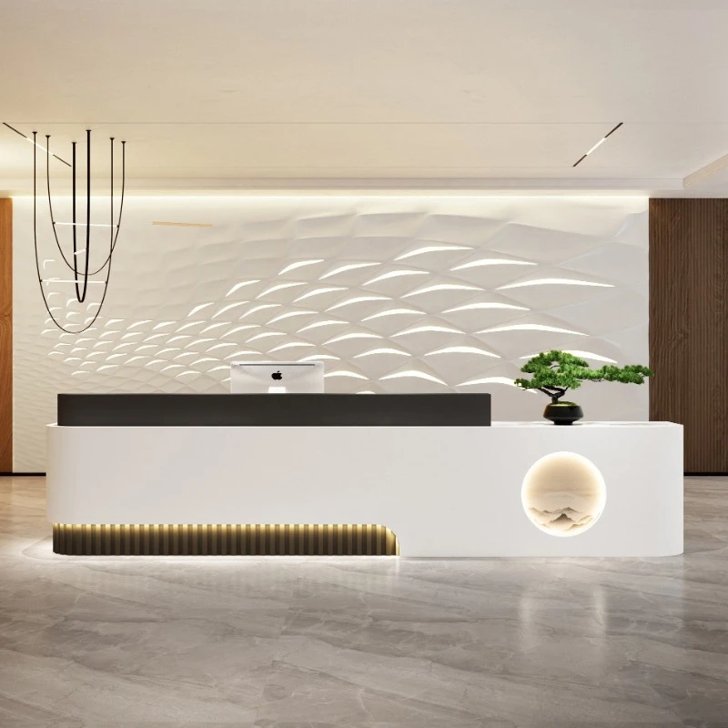 مكاتب الاستقبال الحديثة البسيطة الرجعية الخشب الطبيعي اللون النمط الصيني مكاتب الاستقبال أثاث المكاتب التجميل استقبال ZY40JDT #4