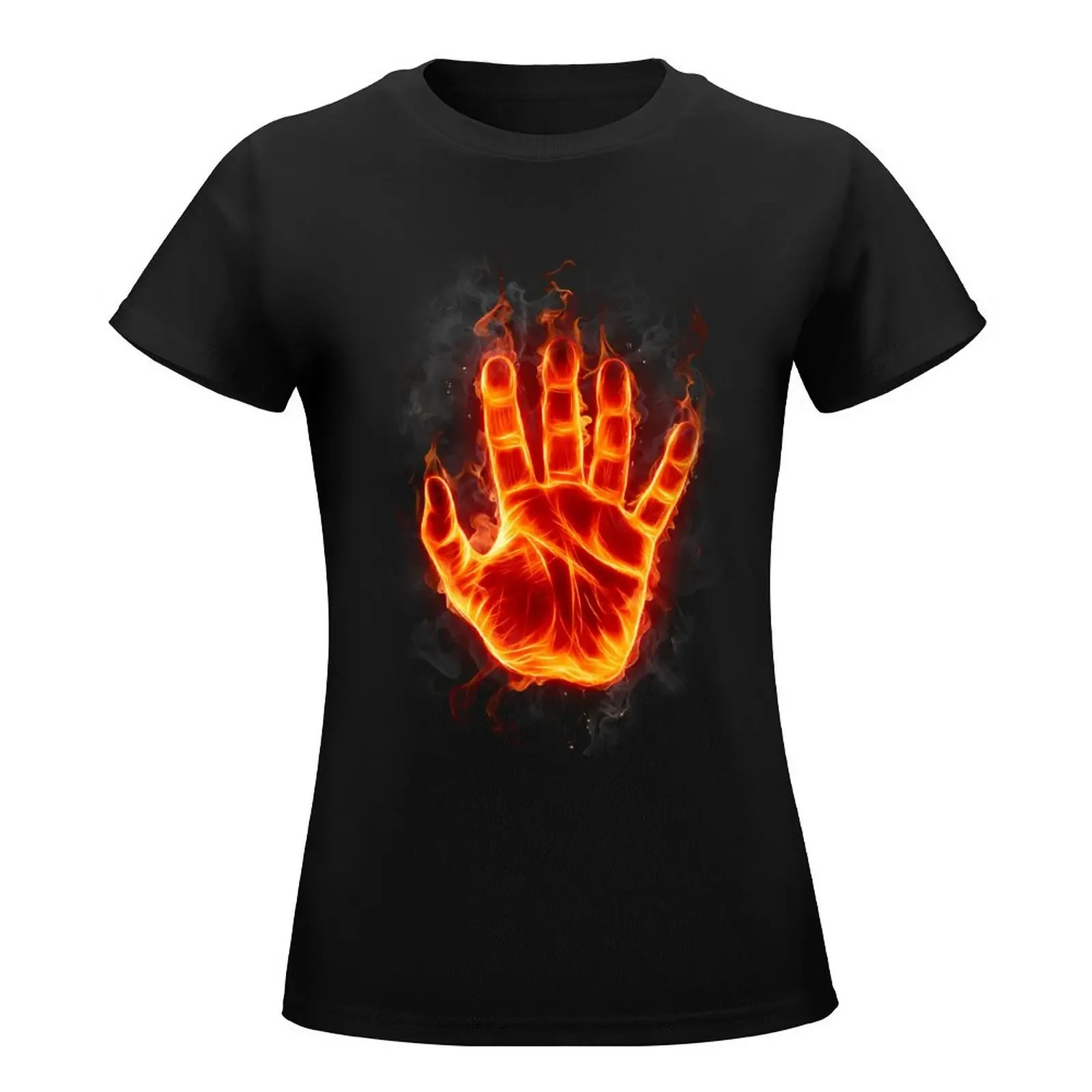 Burning Hand T-Shirt lady clothes summer clothes Women's tops