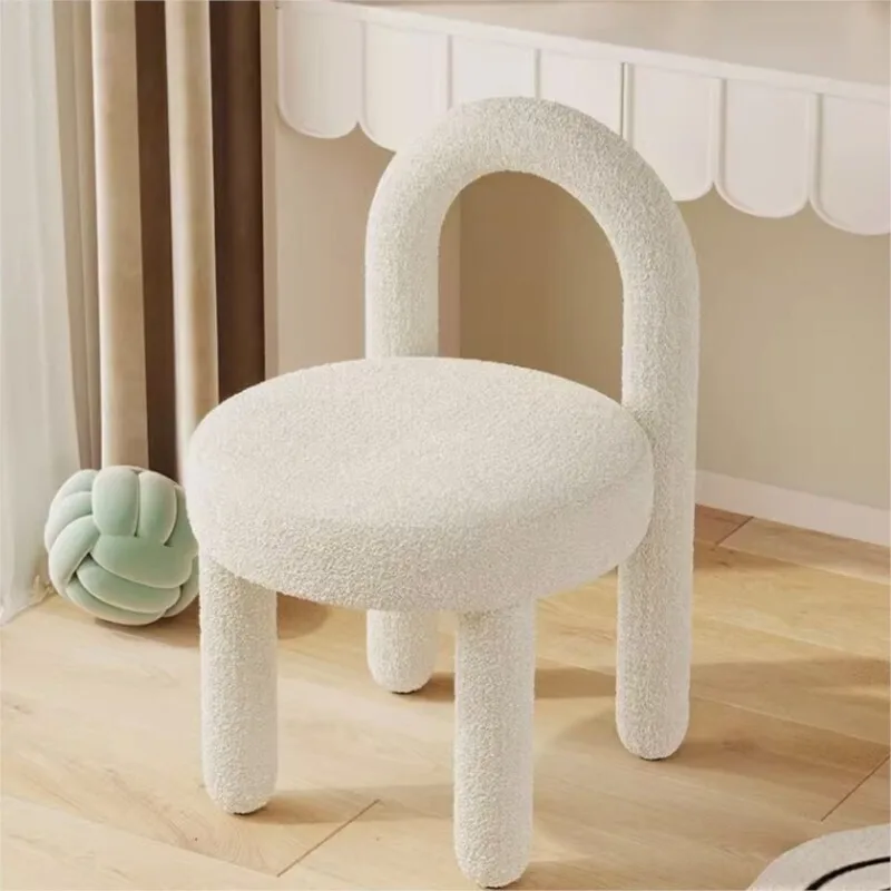 Lamb Velvet Makeup Chair Dressing Table Chair Women's Bedroom Simple Modern Internet Dining Exclusive Backrest Nail Art Stool