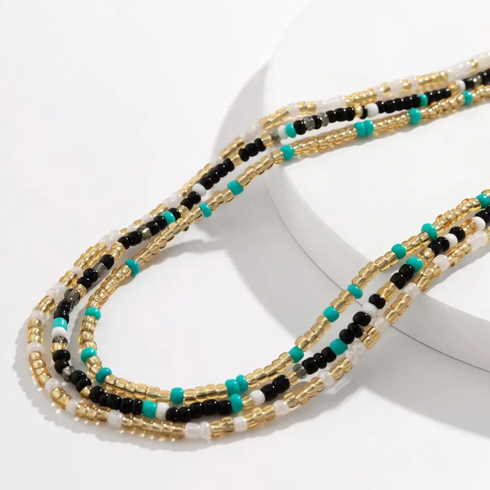 مجوهرات الجسم الأرز حبة الخصر سلسلة ملونة مطاطا حزام البطن سلسلة البيكينيات مجوهرات العرقية نمط الجسم سلسلة مجوهرات الفتيات #3