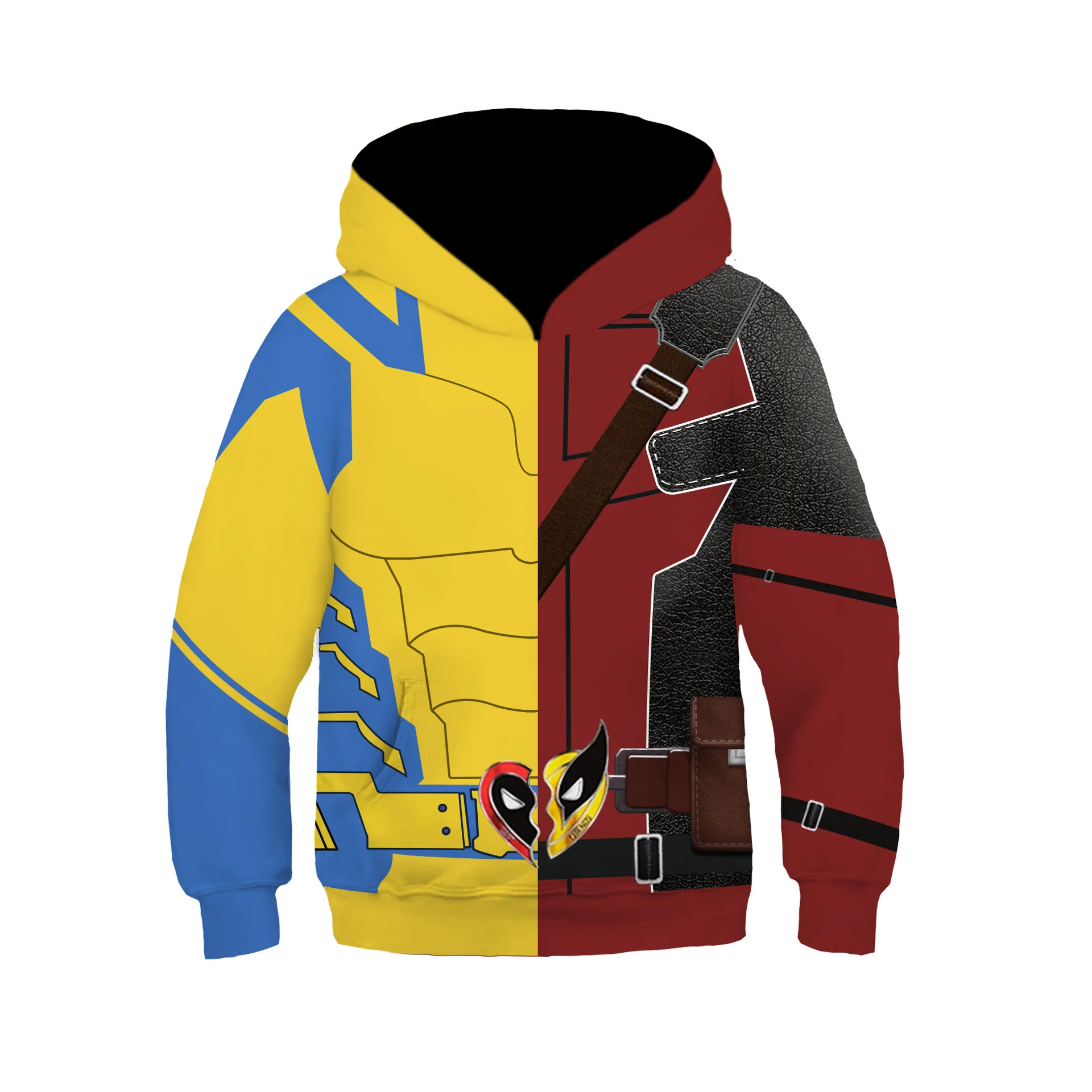 Jaqueta super-herói com capuz infantil, agasalho casual para meninos e meninas, camisola para meninas, moletom para cosplay, Wolverine, Dead Pool