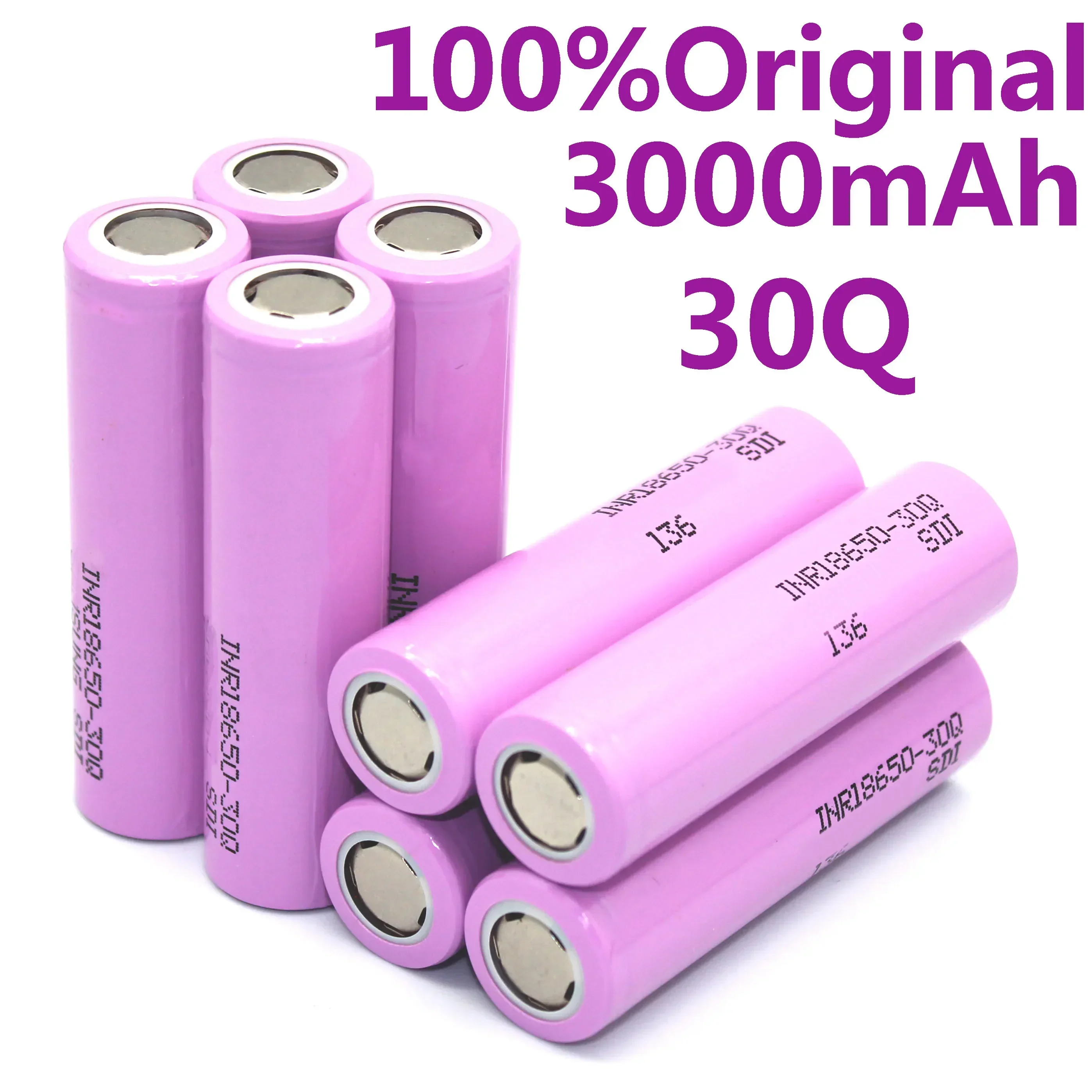 100% Brand New Original 18650 3000mah 20A Online INR18650 30Q 3.7V Lithium-ion Bare Battery Suitable for Flashlights, Toys, Etc