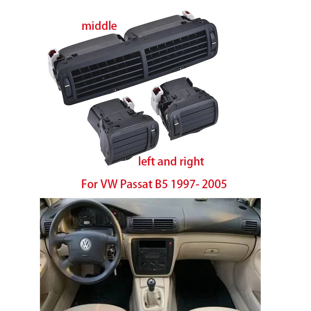 For VW Passat B5 1997- 2005  Black Front Dashboard Central Air Vent Outlet A/C Heater