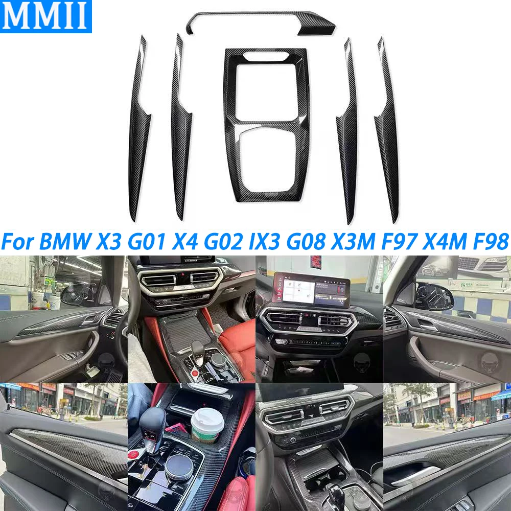 

For BMW X3 G01 X4 G02 IX3 G08 X3M F97 X4M F98 2022+ Real Carbon Fiber Gear Shift Dashboard Door Panel Car Interior Accessories