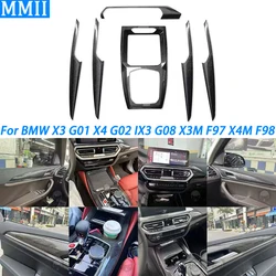For BMW X3 G01 X4 G02 IX3 G08 X3M F97 X4M F98 2022+ Real Carbon Fiber Gear Shift Dashboard Door Panel Car Interior Accessories