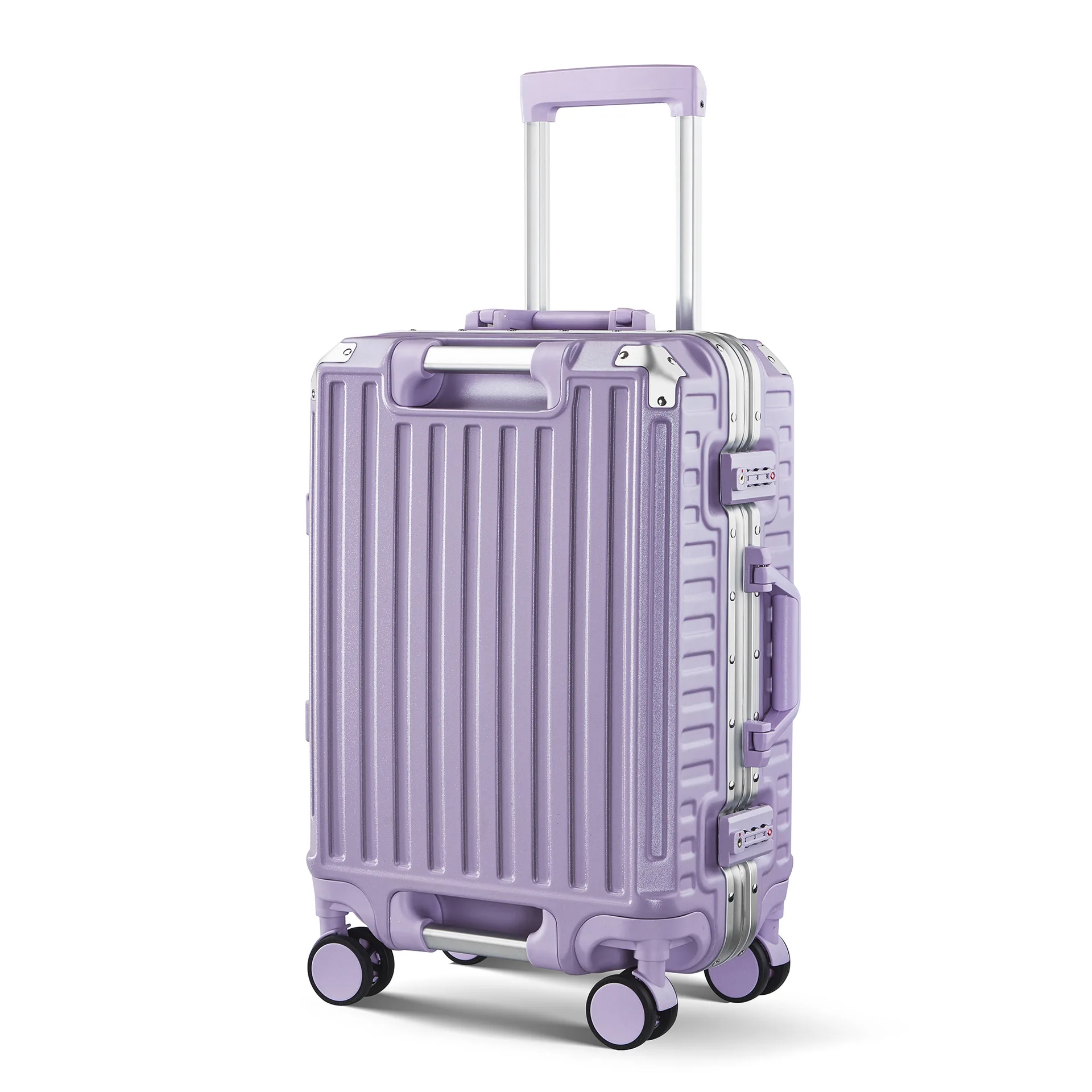 New aluminum frame double handle luggage universal wheel boarding bag trolley case travel suitcase with combination lock