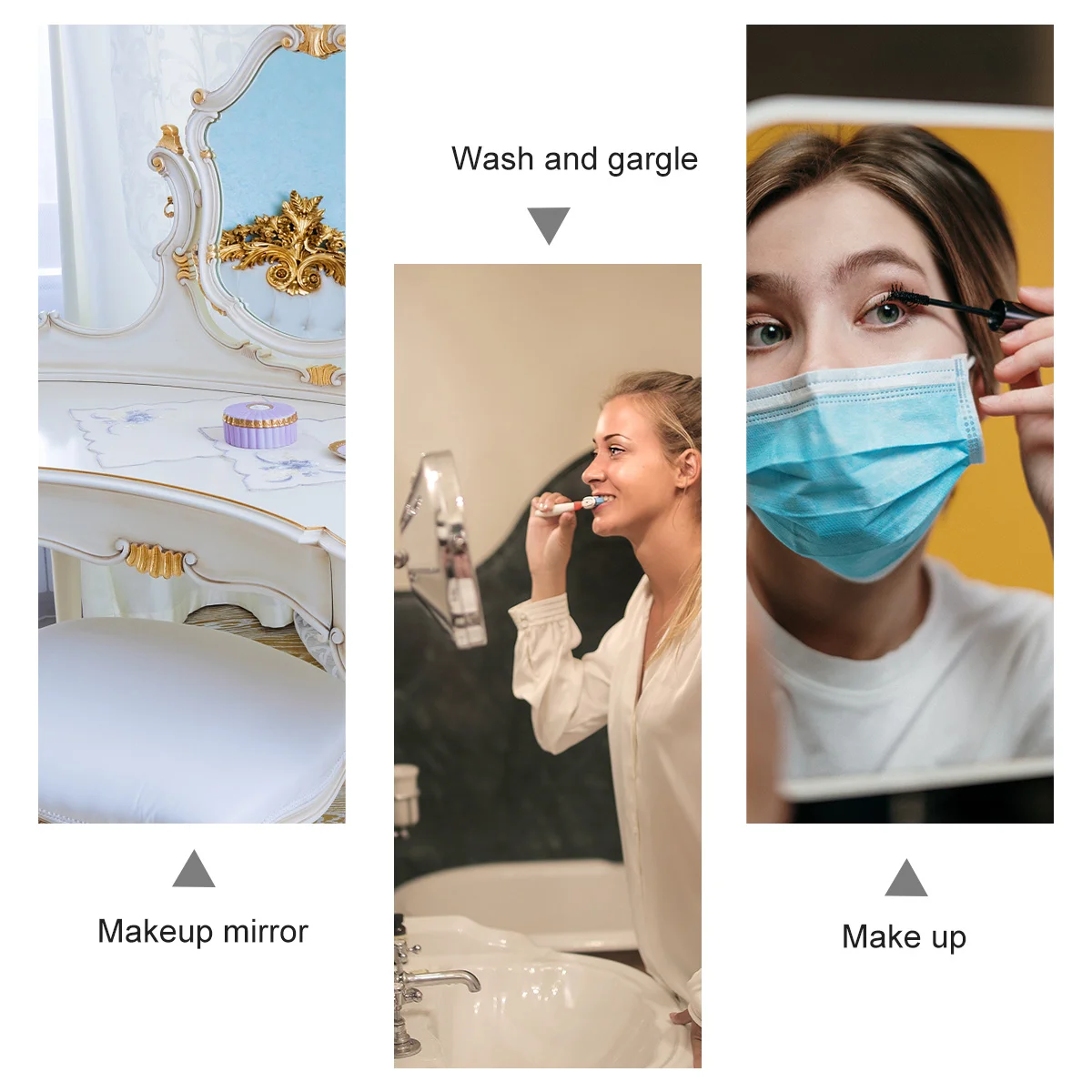 데스크탑 메이크업 거울 나무 프레임 사각형 거울 휴대용 세련된 투명 유리 가정용 침실 욕실 테이블 장식용