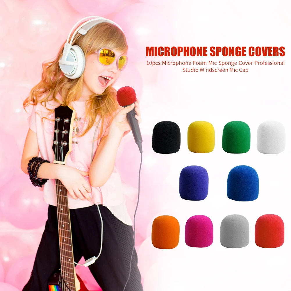 10pcs Microphone Foam Mic Sponge Cover Professional Studio Windscreen Protective Shield for KTV DJ Microphone CAP