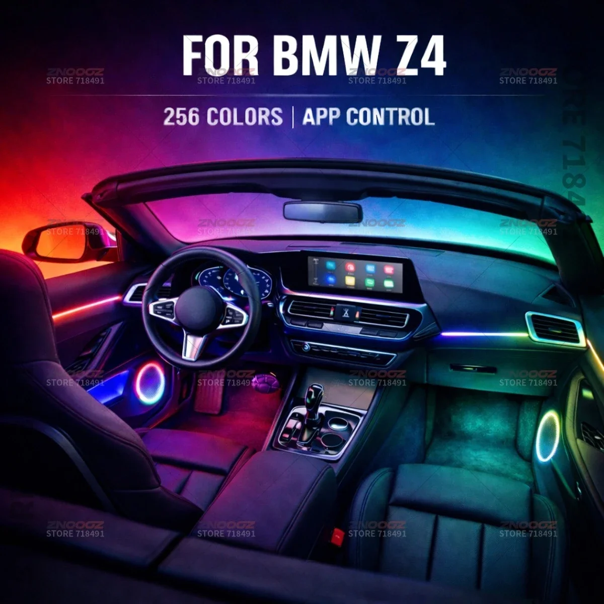 For BMW Z4 22in1 RGB Car Interior Acrylic Car Ambient Lights RGB Hidden Acrylic Strip Decoration Atmosphere Accessories