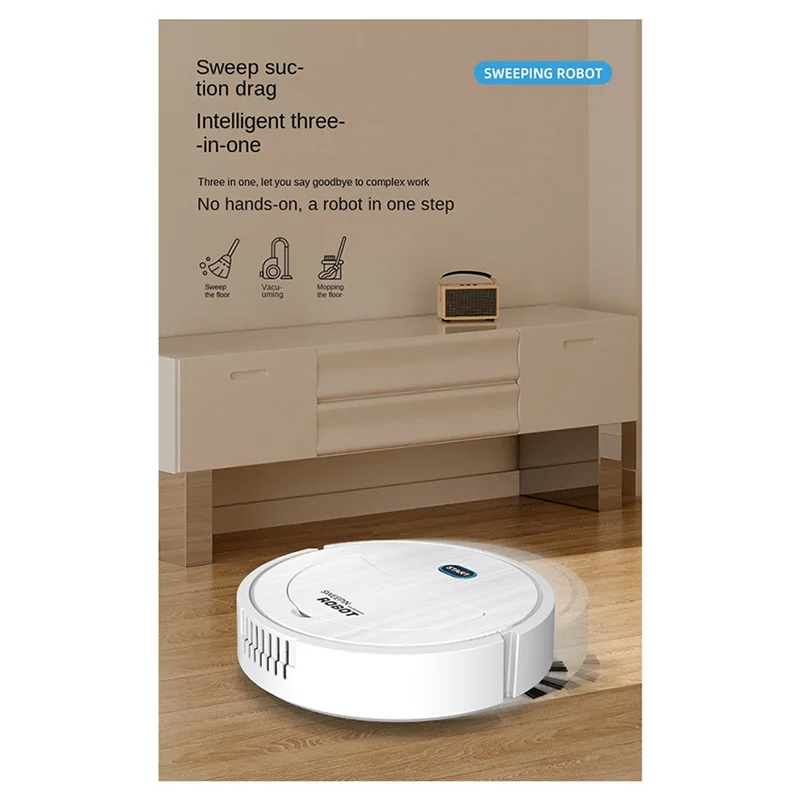 【HASD】3X robotstofzuiger 3-in-1 elektrische veegrobot Ultraslanke stille robotstofzuiger Wit