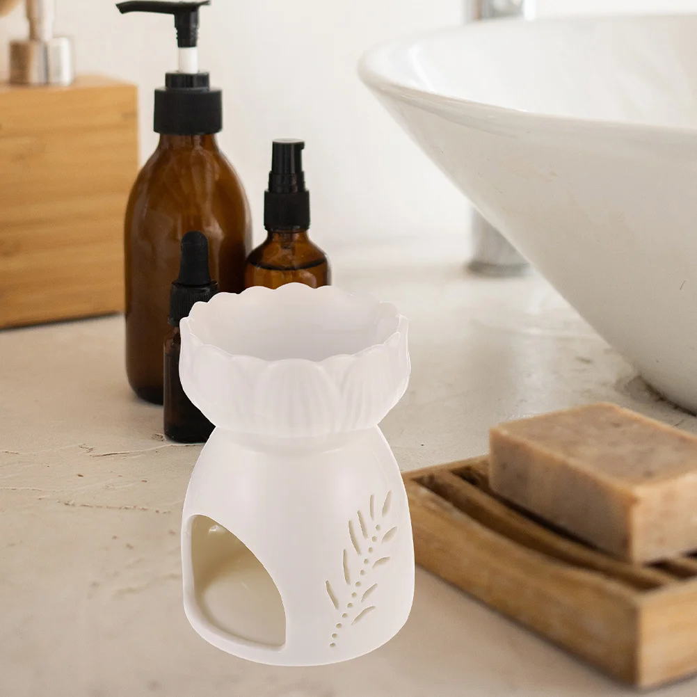 

2Pcs Ceramic Essential Oil Burner Holder Unique Leaf Pattern Home Decoration Essential Oil Burner Incense Burners